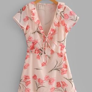 Ruffle Trim Florals Dress